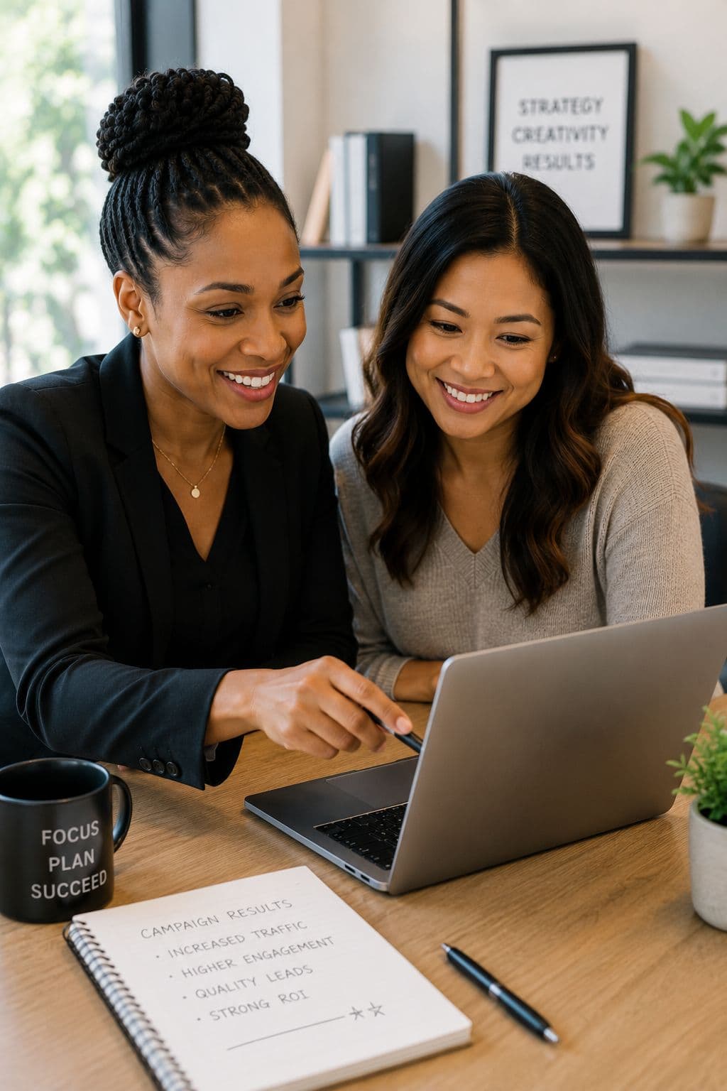 Two Sterling advisors working together at a laptop